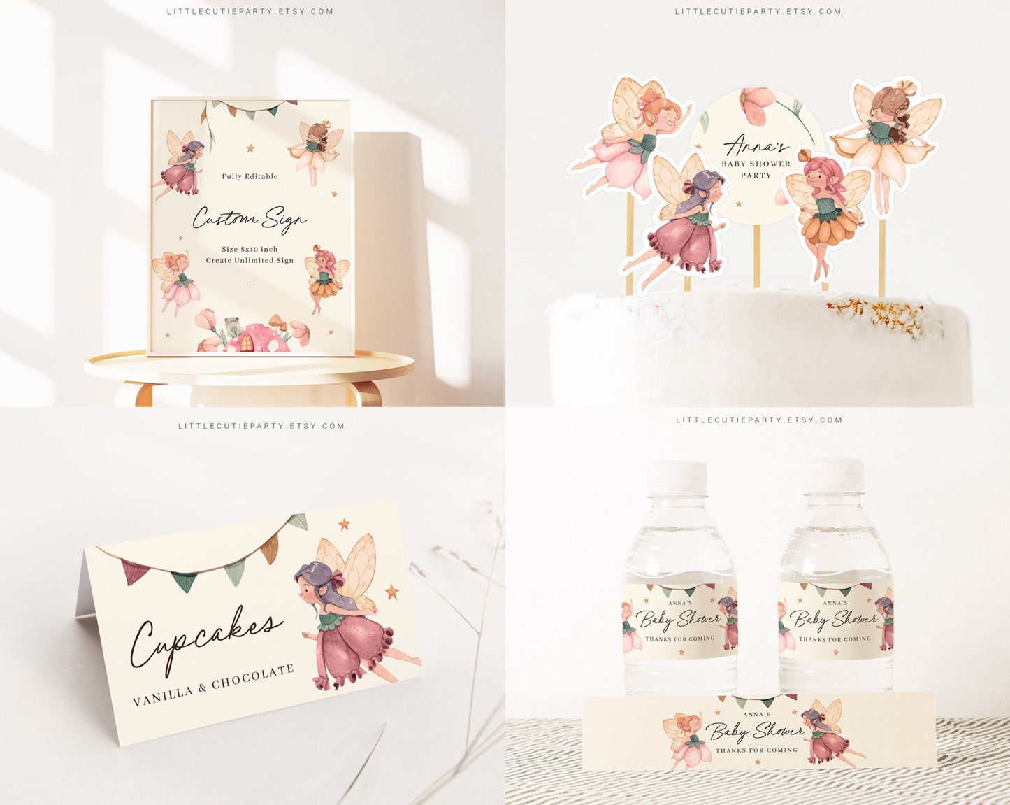 Editable Fairy Baby Shower Invitation Bundle, Fairy Baby Shower Invitation Bundle, with Games Bundle and All Decorations FAIRBS001