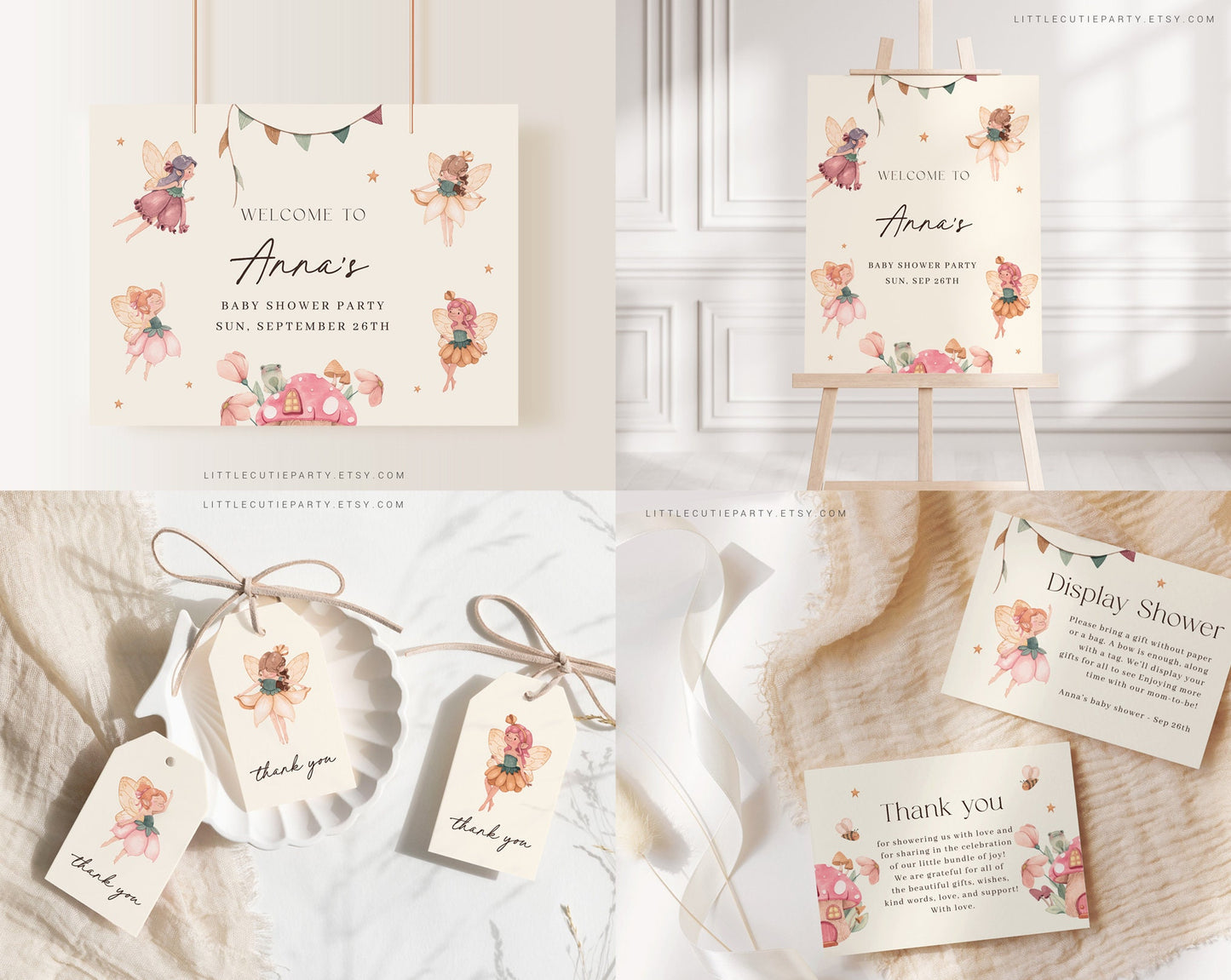 Editable Fairy Baby Shower Invitation Bundle, Fairy Baby Shower Invitation Bundle, with Games Bundle and All Decorations FAIRBS001