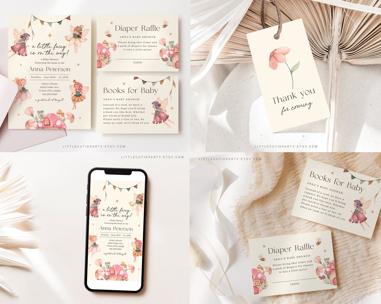Editable Fairy Baby Shower Invitation Bundle, Fairy Baby Shower Invitation Bundle, with Games Bundle and All Decorations FAIRBS001