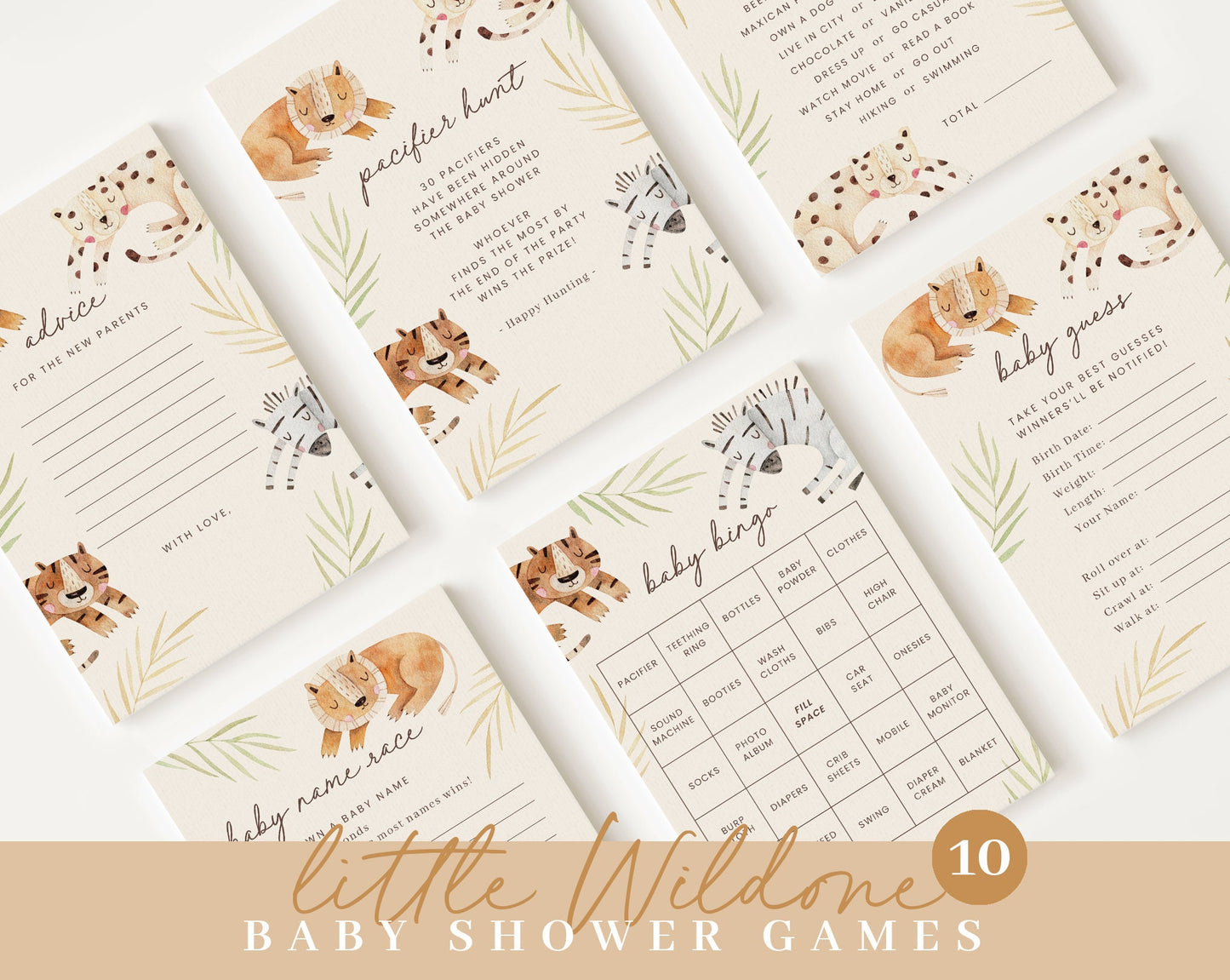 Editable Wild One Baby Shower Bundle, Wild One Baby Shower Invitation Bundle, with Games Bundle and All Decorations WILDBS001