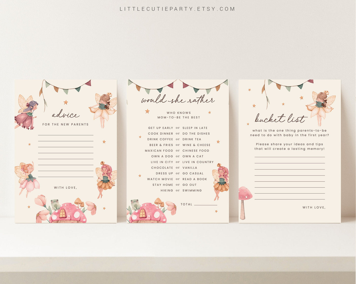 10 Editable Fairy Baby Shower Games, Baby Shower Games Bundle, Gender Neutral Party Games FAIRBS001
