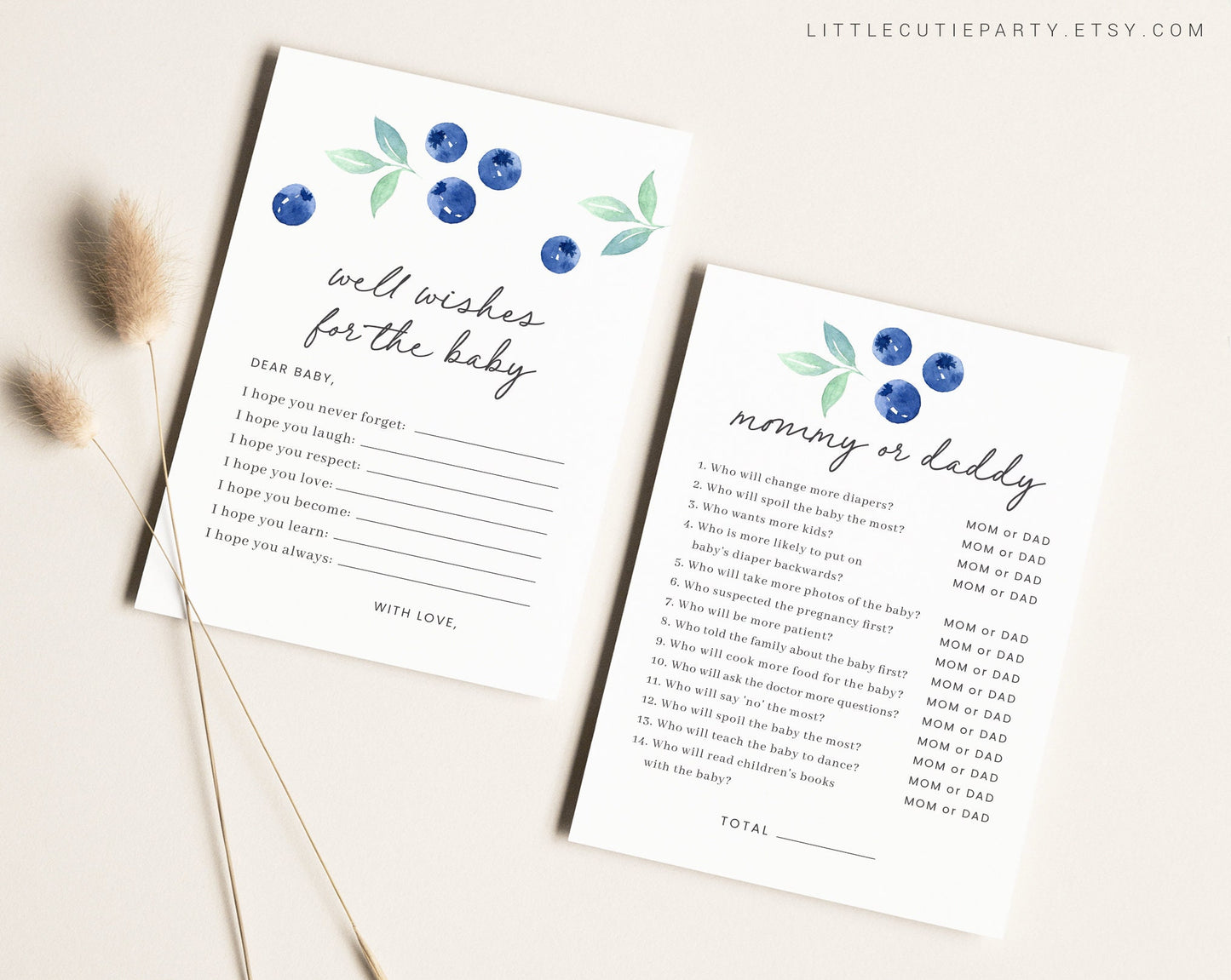 10 Editable Blueberry Baby Shower Games, Berry Sweet Baby Shower Games, Nautical Baby Shower Game Bundle, Blueberry Theme BLUEBS001