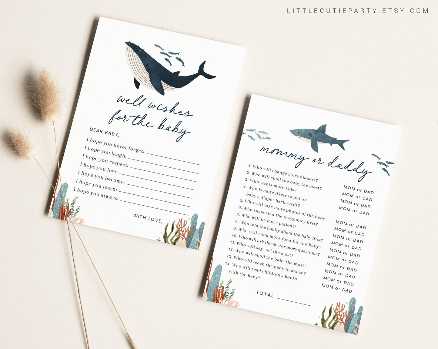 10 Editable Ocean Baby Shower Games, Under the Sea Baby Shower Games, Nautical Baby Shower Game Bundle, Sea and Ocean Theme OCENBS001