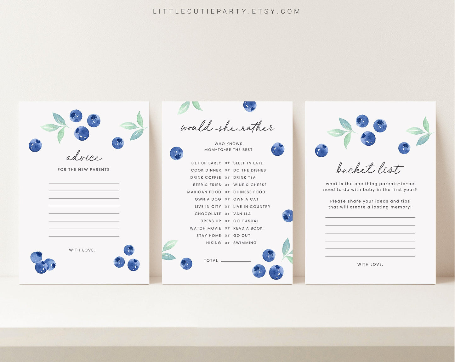 10 Editable Blueberry Baby Shower Games, Berry Sweet Baby Shower Games, Nautical Baby Shower Game Bundle, Blueberry Theme BLUEBS001