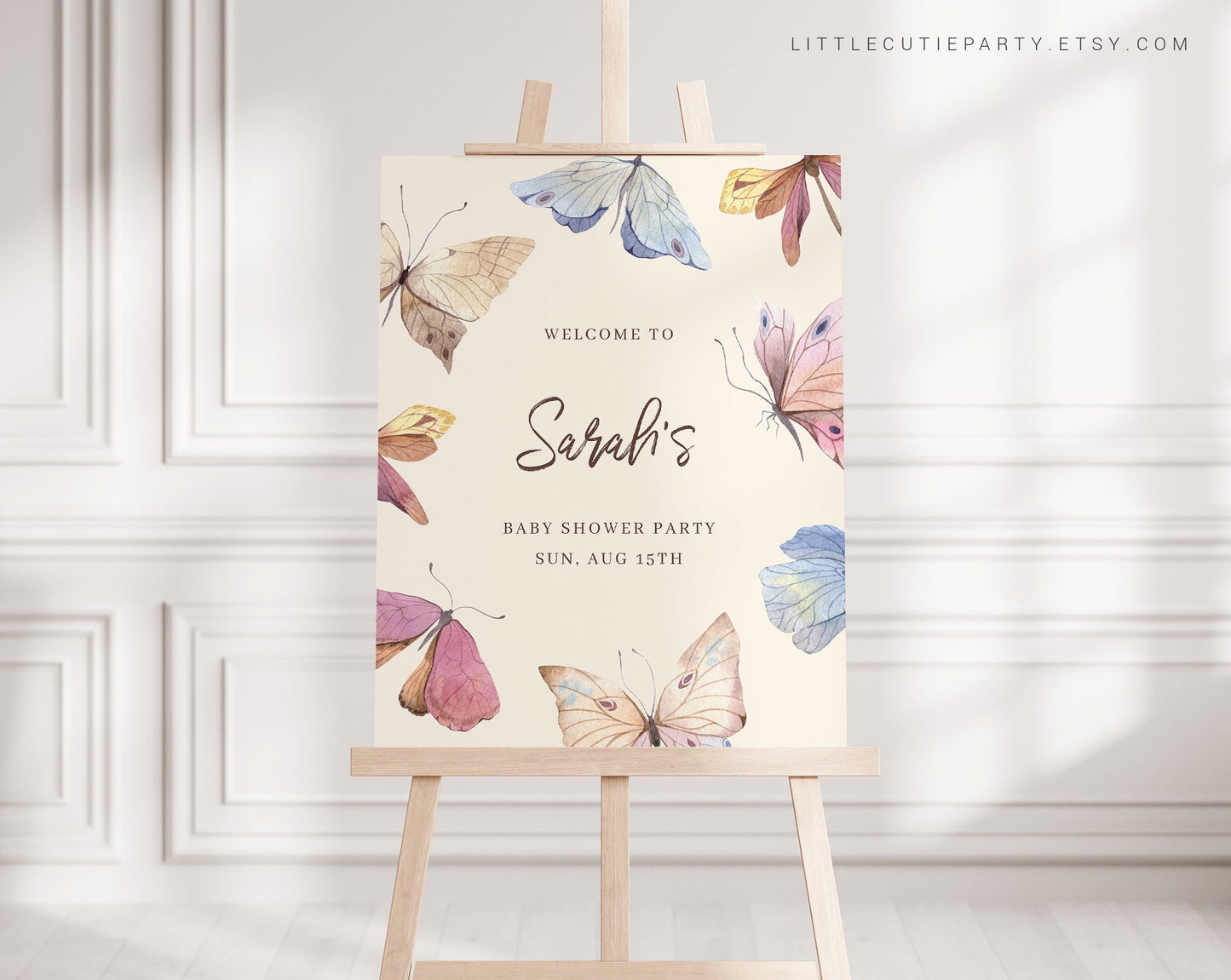 Editable Butterfly Baby Shower Welcome Sign, Welcome Board, Welcome Template Butterfly Baby Shower Decorations BUTFBS001