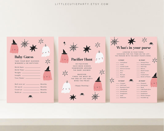 10 Editable A Little Boo is Almost Due Games, Halloween Baby Shower Games, Halloween Baby Shower Game Bundle, Party Games HAWBS001