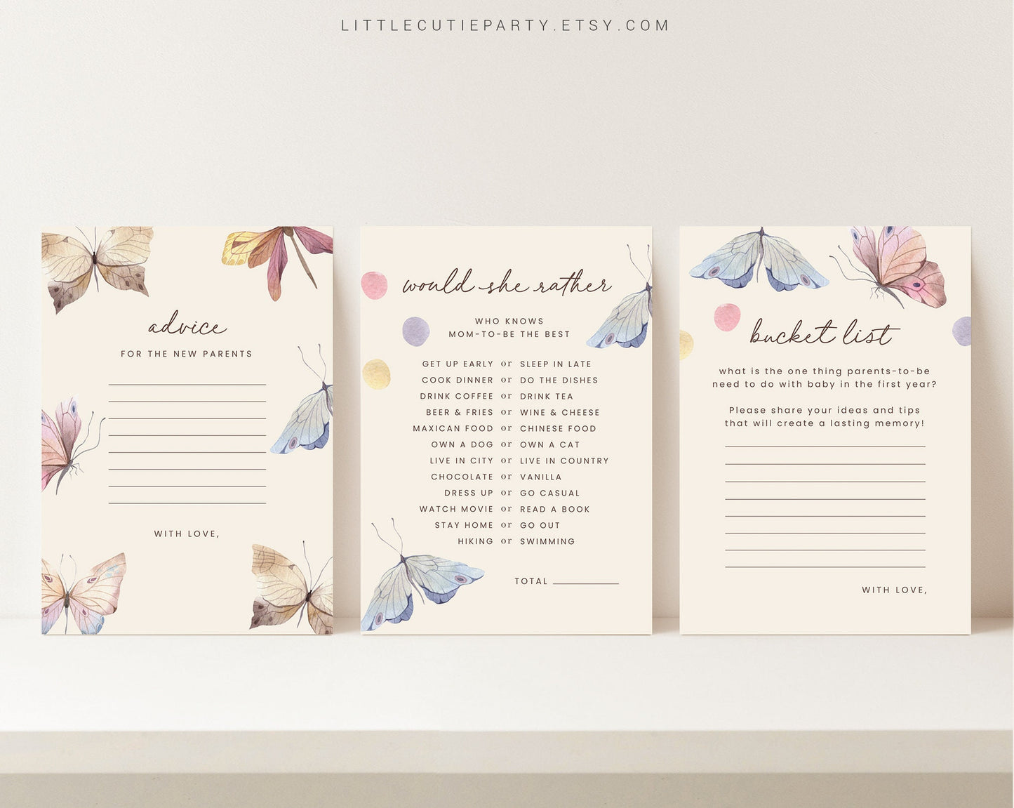 10 Editable Baby Shower Games Butterfly Theme, Baby Shower Games Bundle, Gender Neutral Party Games BUTFBS001