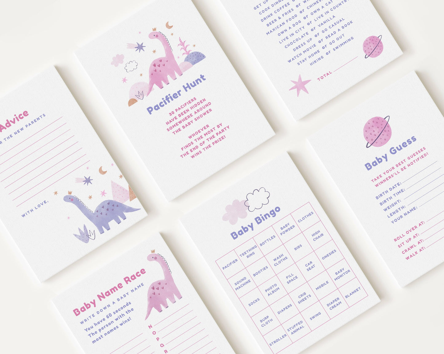 10 Editable Dinosaur Baby Shower Games, Baby Shower Games Bundle, Gender Neutral Party Games DINOGBS001