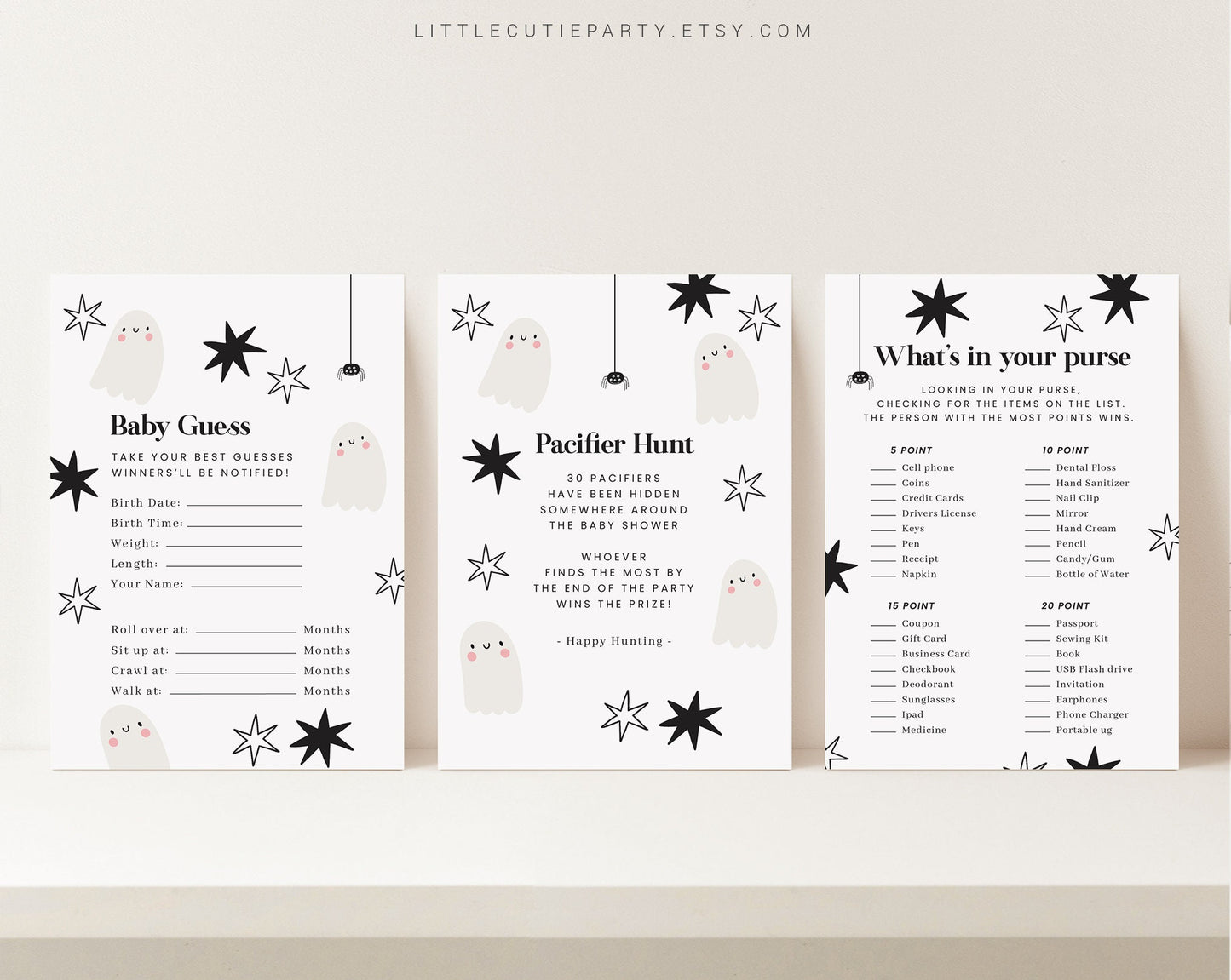 10 Editable A Little Boo is Almost Due Games, Halloween Baby Shower Games, Baby Shower Game Bundle, Gender Neutral Party Games HAWBS002