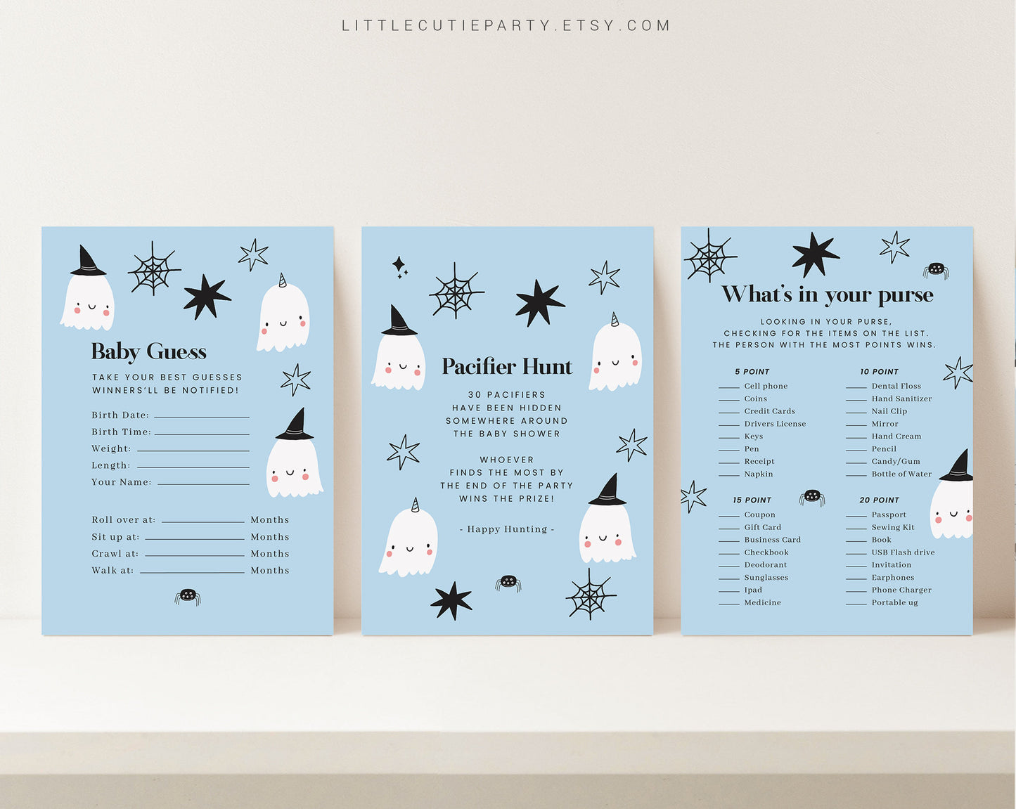 10 Editable A Little Boo is Almost Due Games, Halloween Baby Shower Games, Halloween Baby Shower Game Bundle, Party Games HAWBS003