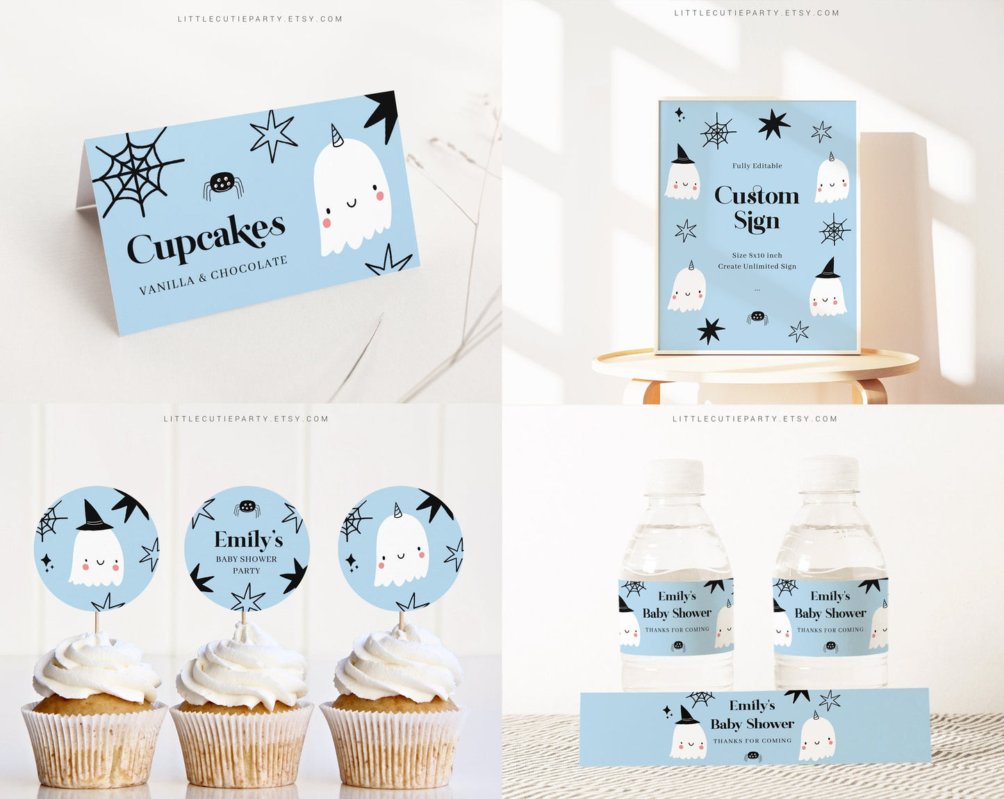 Editable Halloween Baby Shower Bundle, Little Boo is Almost Due, with Games Bundle and All Decorations HAWBS003