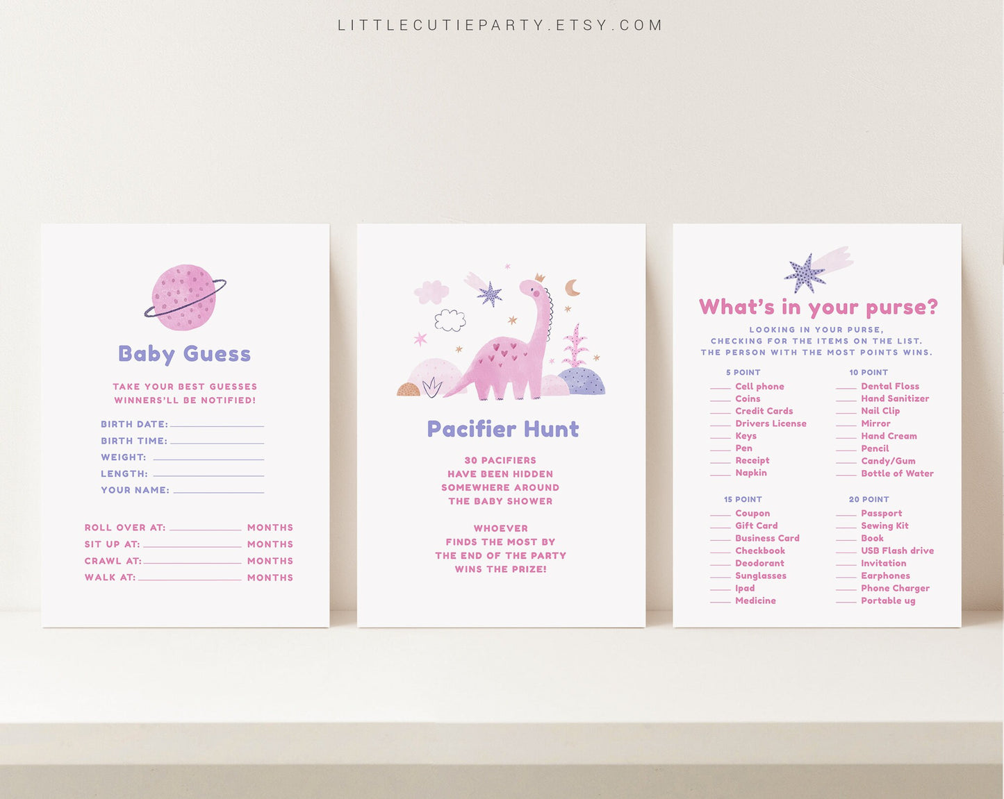 10 Editable Dinosaur Baby Shower Games, Baby Shower Games Bundle, Gender Neutral Party Games DINOGBS001