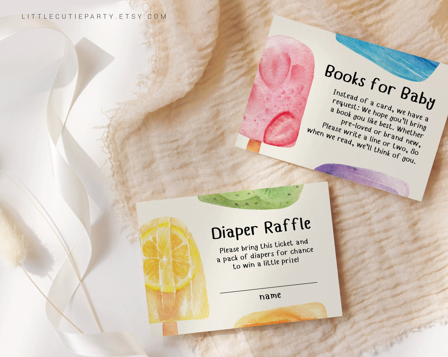 Editable Popsicle Baby Shower, Icecream Baby Shower, Ice Cream Shower with Diaper Raffle, Books for Baby and Gift Tag PSCBS001