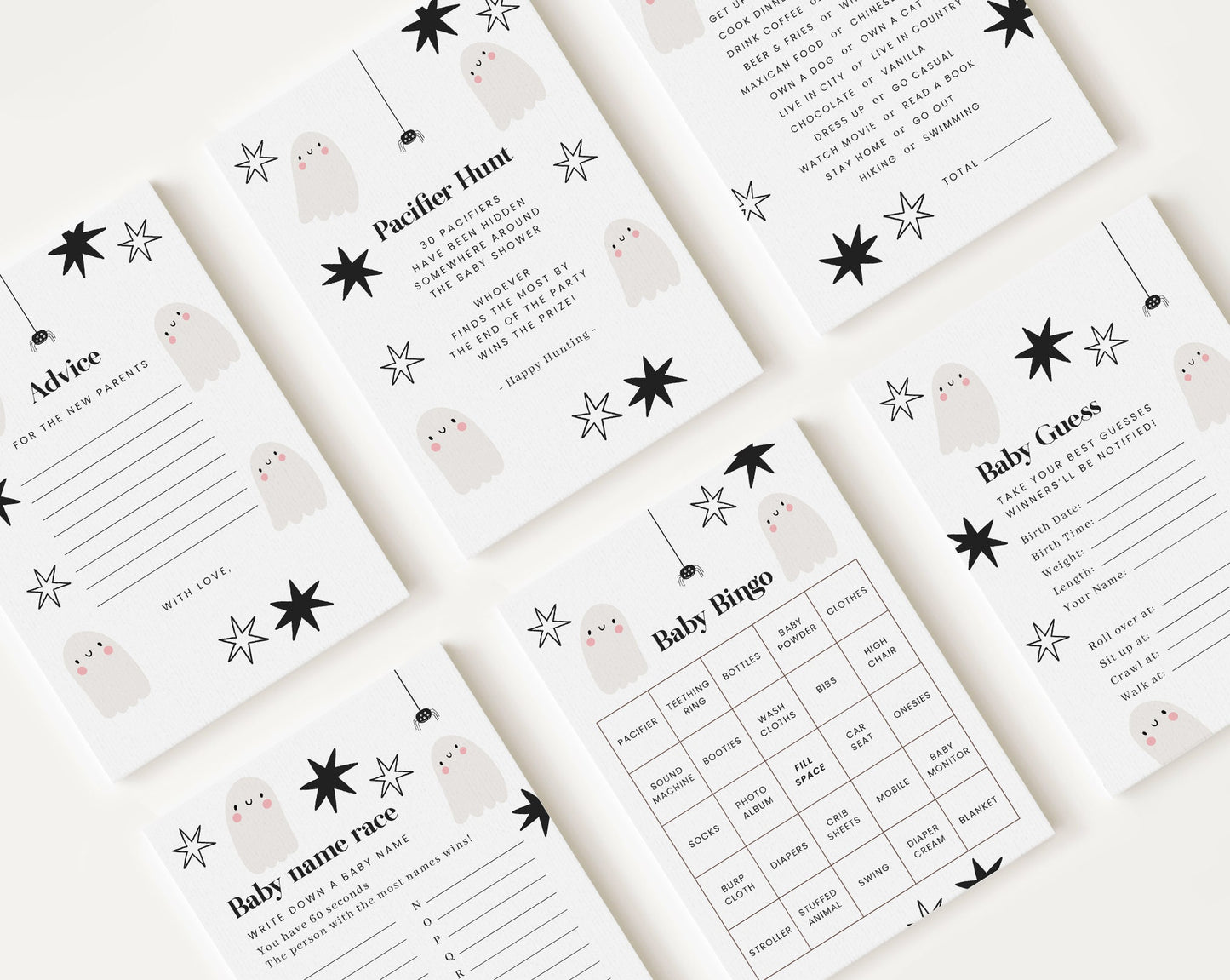 10 Editable A Little Boo is Almost Due Games, Halloween Baby Shower Games, Baby Shower Game Bundle, Gender Neutral Party Games HAWBS002