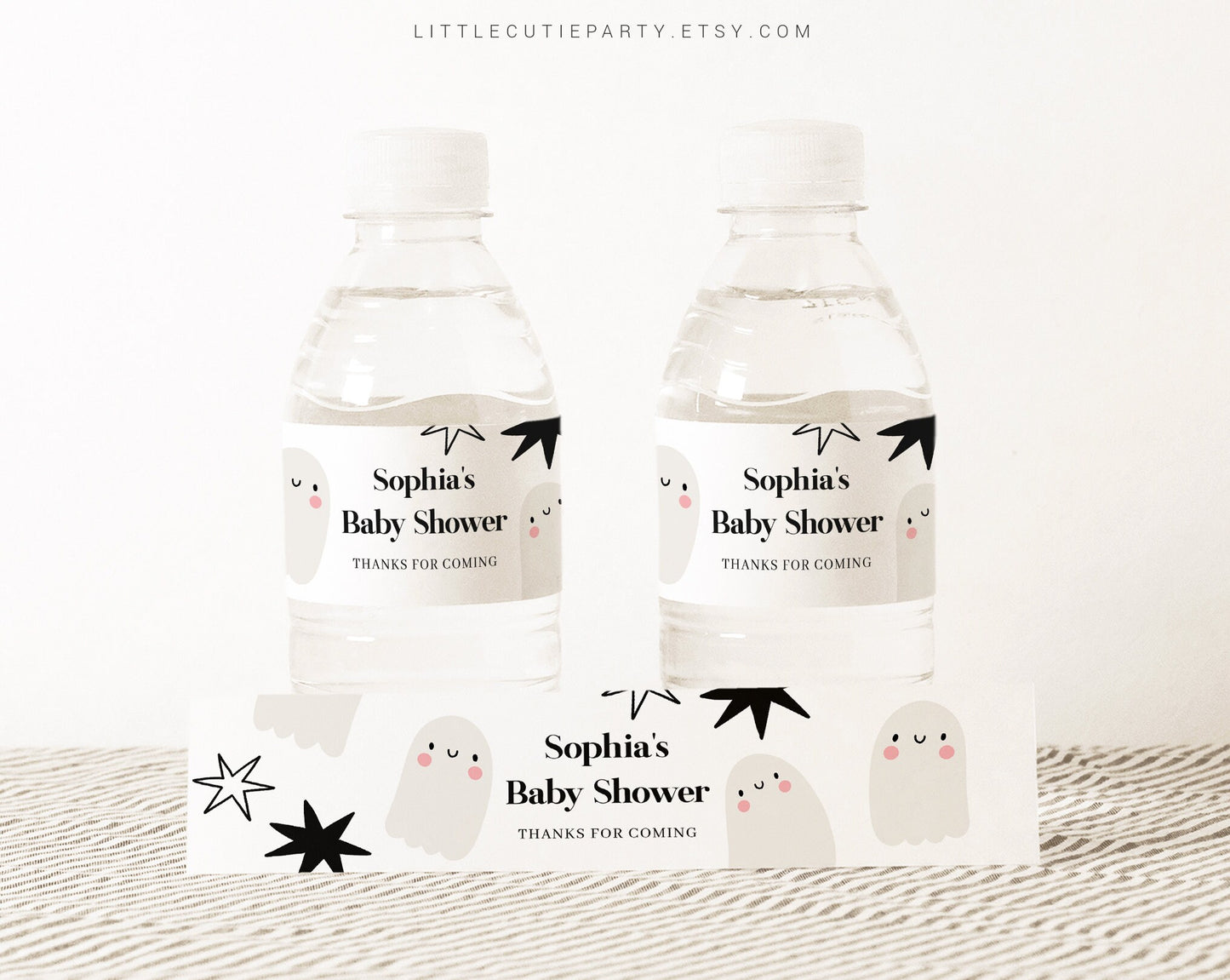 Editable Halloween Water Bottle Labels, Little Boo is Almost Due Baby Shower, Halloween Baby Shower Decorations HAWBS002