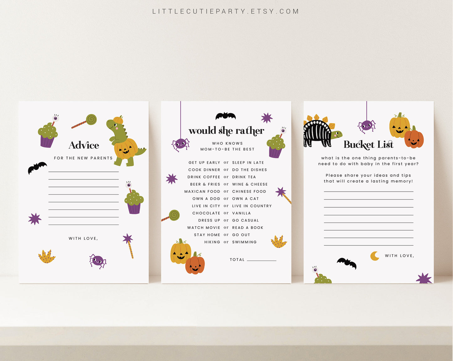 10 Editable Halloween Babyshower Games, Baby Shower Games Bundle, Gender Neutral Party Games HLWBS001