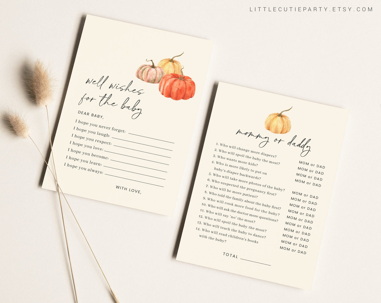 10 Editable Little Pumpkin Baby Shower Games, Baby Shower Games Bundle, Gender Neutral Party Games PMKBS001
