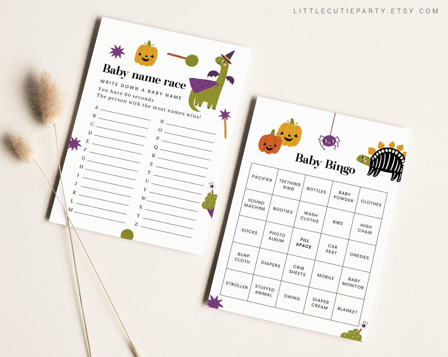 10 Editable Halloween Babyshower Games, Baby Shower Games Bundle, Gender Neutral Party Games HLWBS001