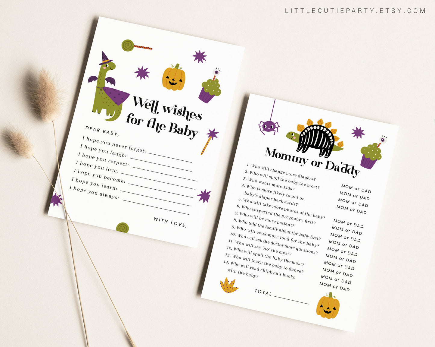 10 Editable Halloween Babyshower Games, Baby Shower Games Bundle, Gender Neutral Party Games HLWBS001