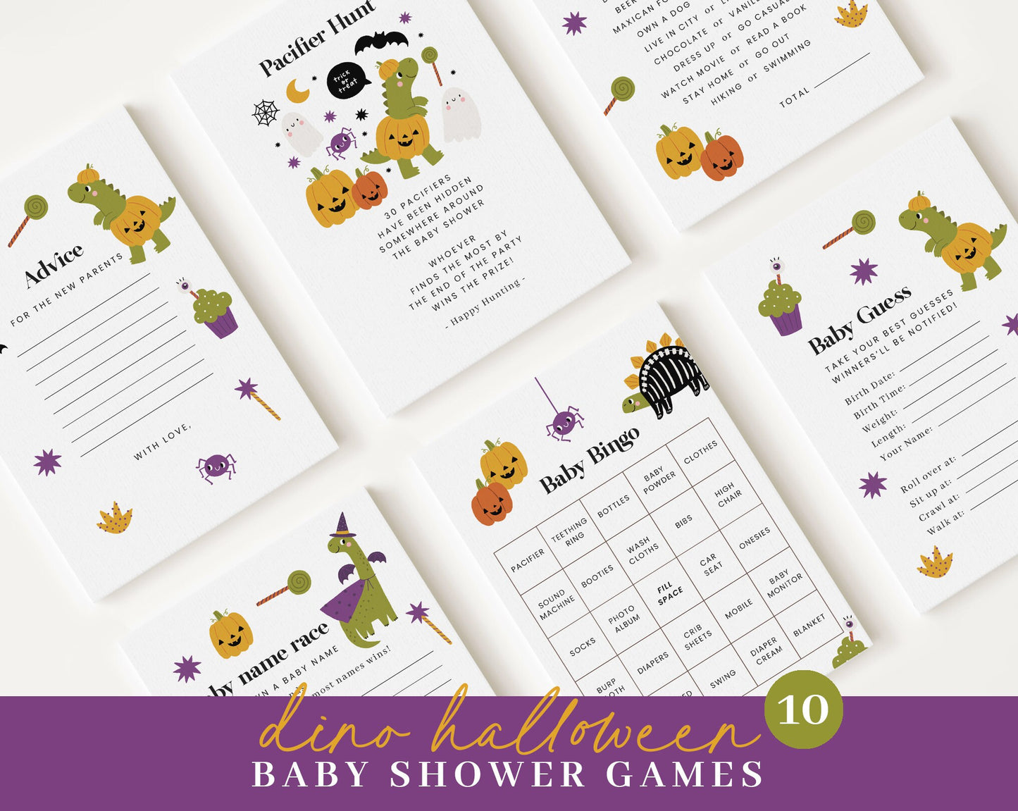 Editable Halloween Babyshower Bundle, Halloween Baby Shower Invitation Bundle, with Games Bundle and All Decorations HLWBS001