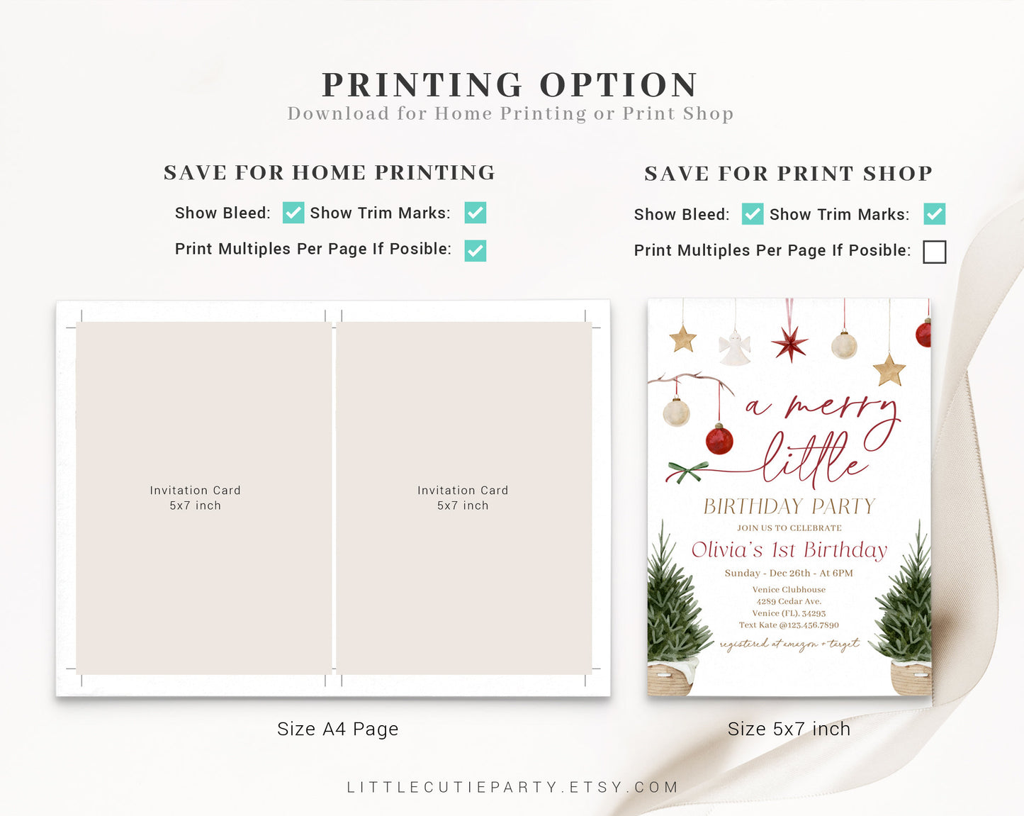 Editable Merry Birthday Invitation, Christmas Birthday Invitation, Merry Birthday Party Invite with Gift Tag MRRYBD001