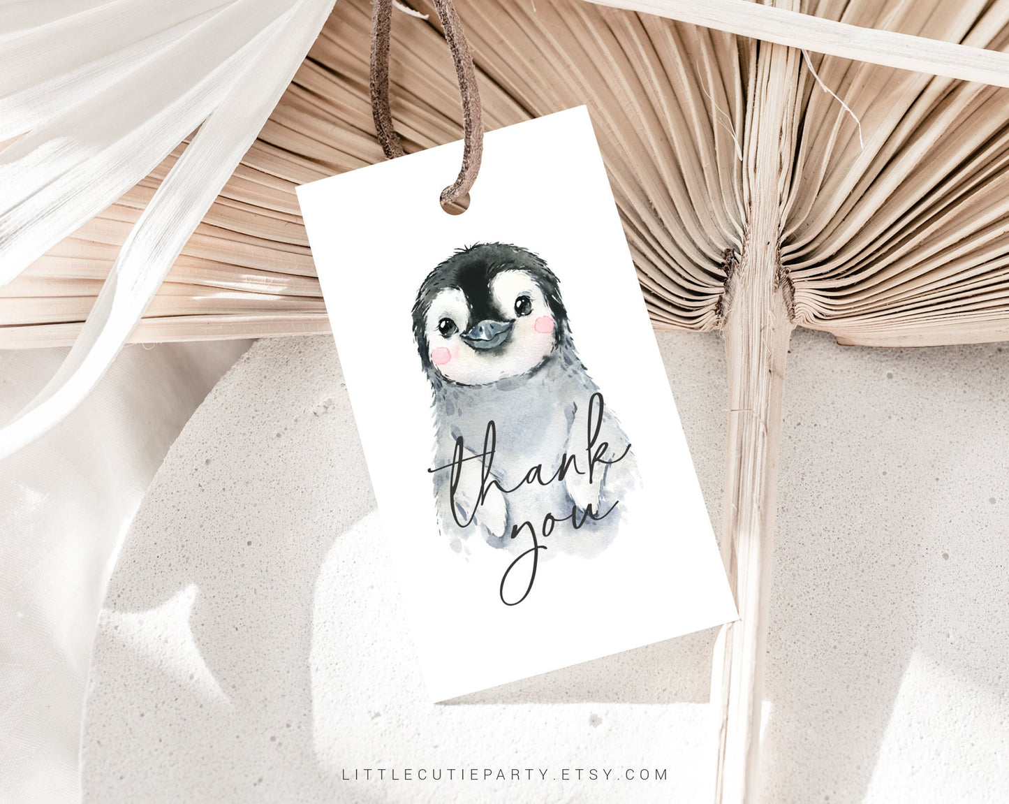 Editable Penguin Birthday Invitation, Penguin Birthday, Penguin Birthday Party Invite with Gift Tag PNGBD001