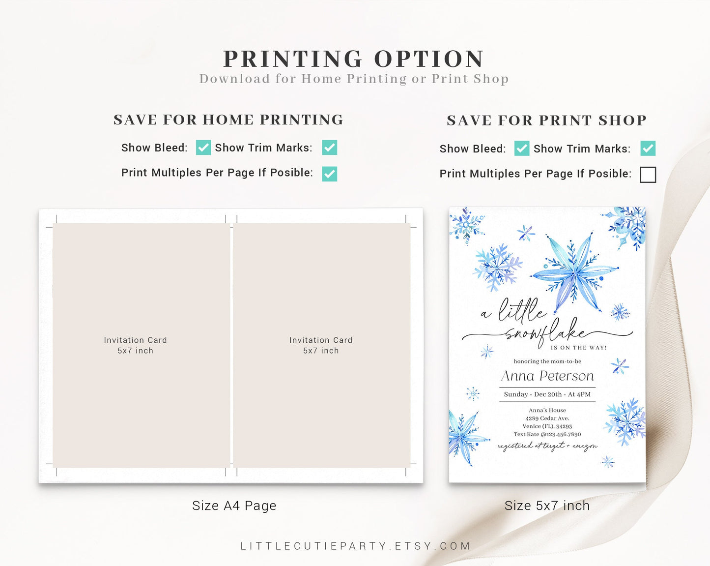 Editable Little Snowflake Baby Shower Invitation, Blue Snowflake Babyshower for Boy with Diaper Raffle, Books for Baby and Gift Tag SNFBS001