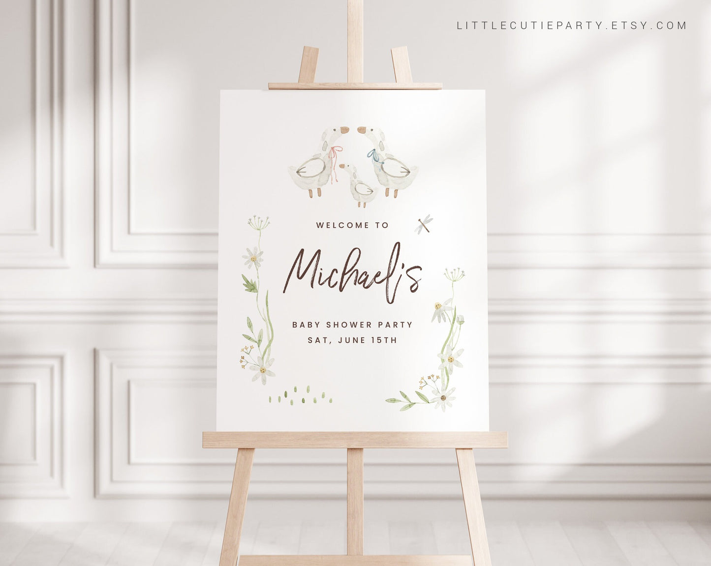 Editable Duck Baby Shower Welcome Sign, Welcome Board, Welcome Template Babyshower Party DUCKBS002