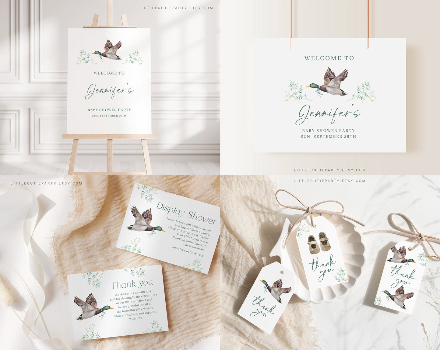 Editable Mallard Duck Baby Shower Invitation Bundle, with Games Bundle and All Decorations MALBS001