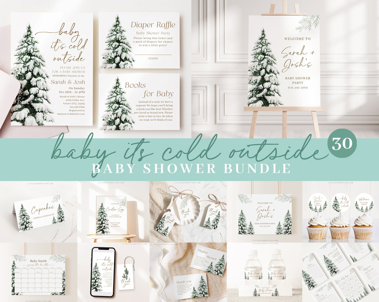 Editable Baby Its Cold Outside Baby Shower Bundle, Winter Baby Shower with Games Bundle and All Decorations WINBS001