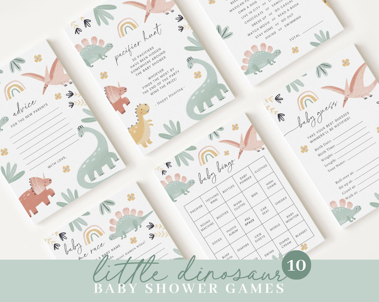 Editable Dinosaur Baby Shower Bundle, Dinosaur Bundle, Dinosaur Baby Shower Invitation Set with Games Bundle and All Decorations DINOBS001