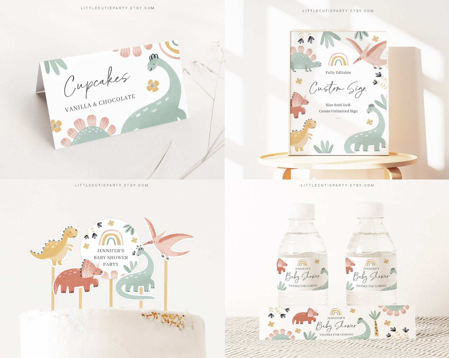 Editable Dinosaur Baby Shower Bundle, Dinosaur Bundle, Dinosaur Baby Shower Invitation Set with Games Bundle and All Decorations DINOBS001