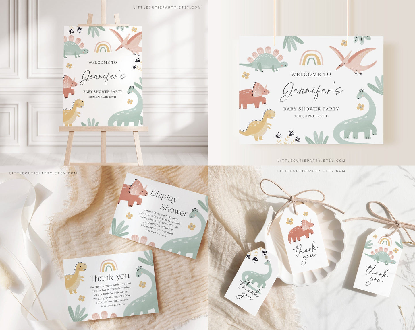 Editable Dinosaur Baby Shower Bundle, Dinosaur Bundle, Dinosaur Baby Shower Invitation Set with Games Bundle and All Decorations DINOBS001