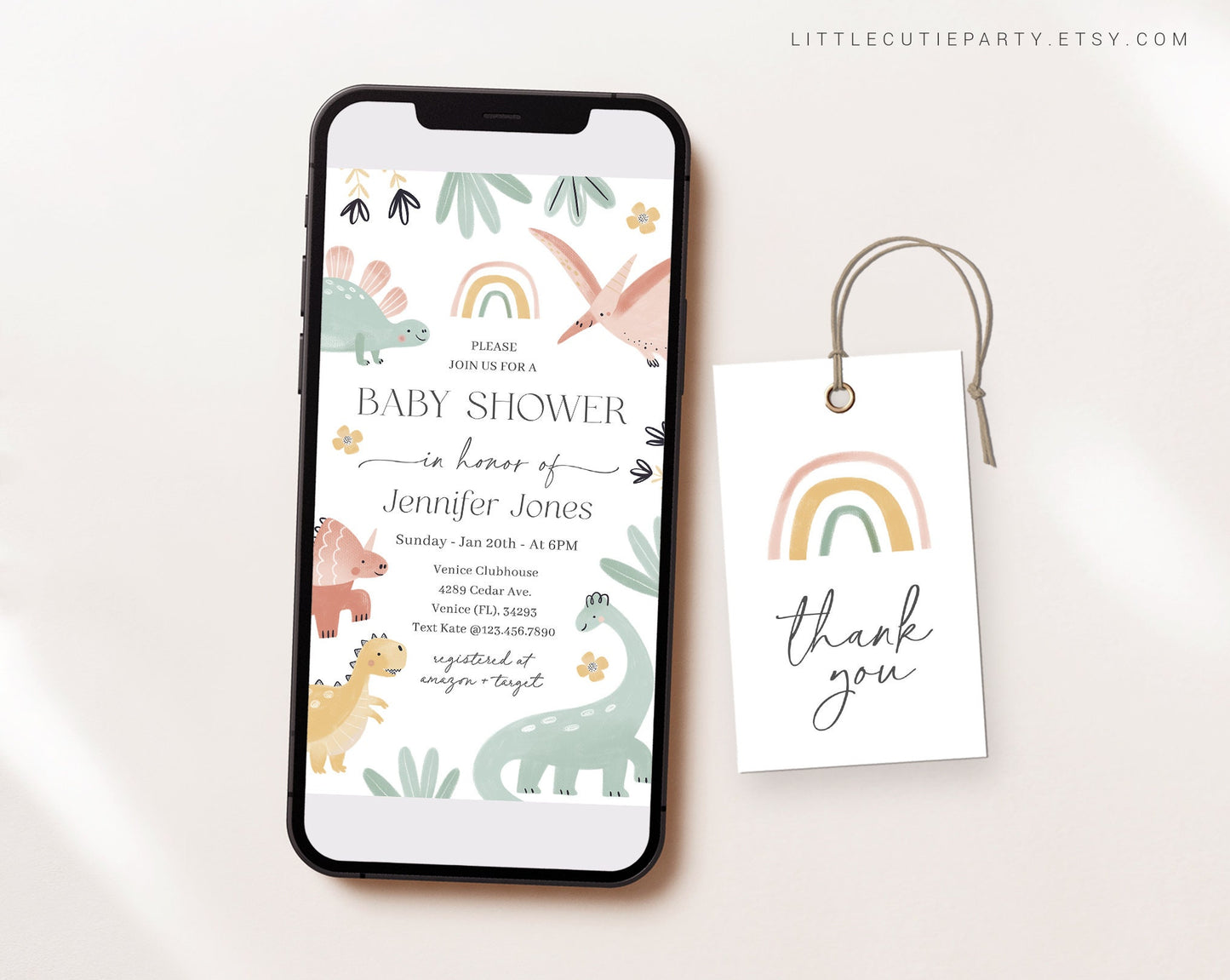 Editable Dinosaur Baby Shower Evite, Baby Shower Dinosaur Digital Invitation, Baby Dino Baby Shower Digital Invite DINOBS001
