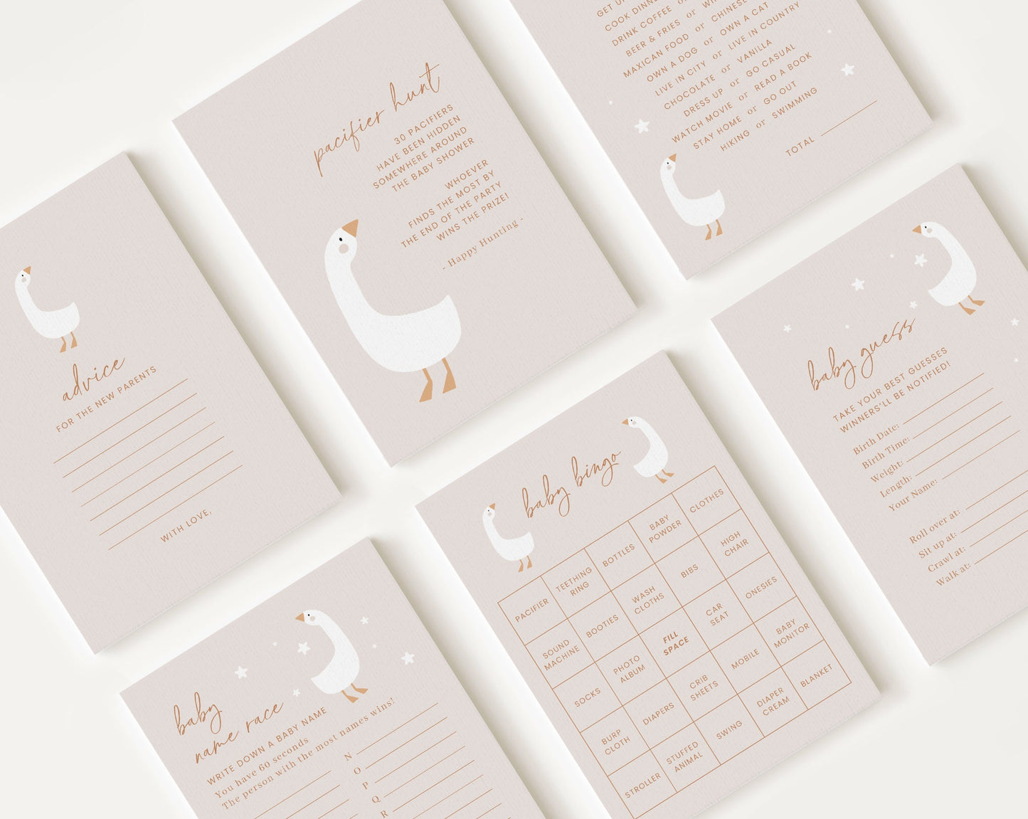 10 Editable Duck Baby Shower Games, Baby Shower Games Bundle, Gender Neutral Party Games DUCKBS003