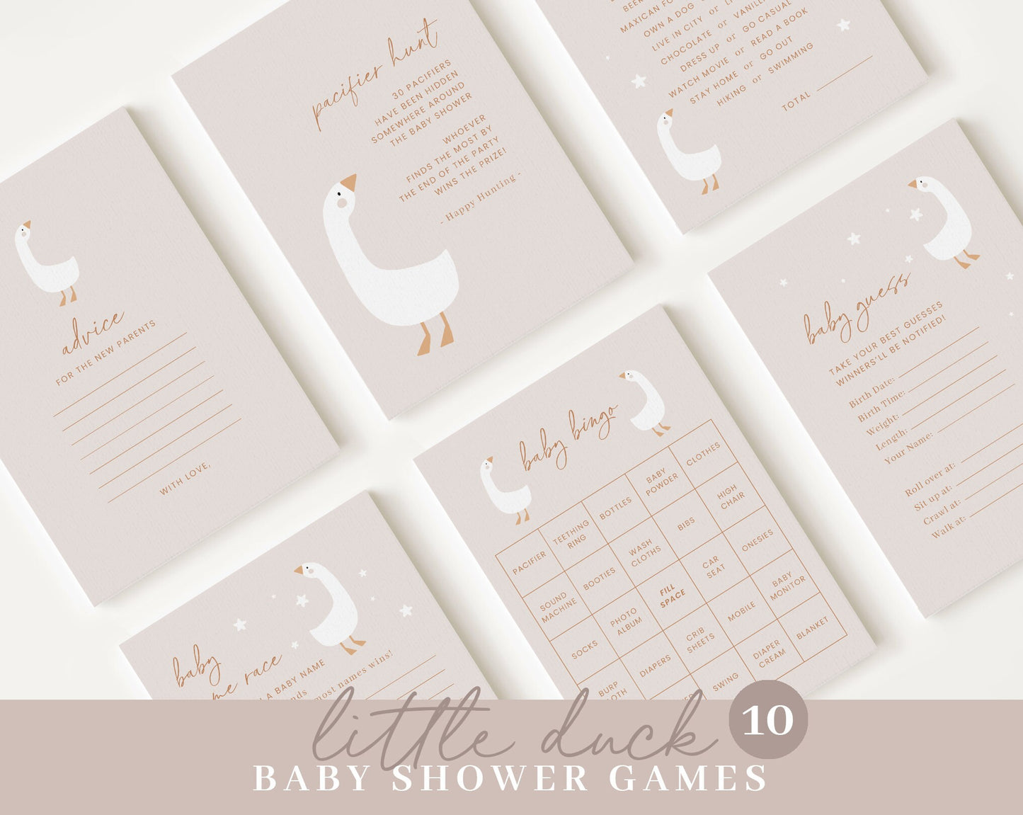 Editable Duck Baby Shower Bundle, Goose Baby Shower Invitation Bundle, with Games Bundle and All Decorations DUCKBS003