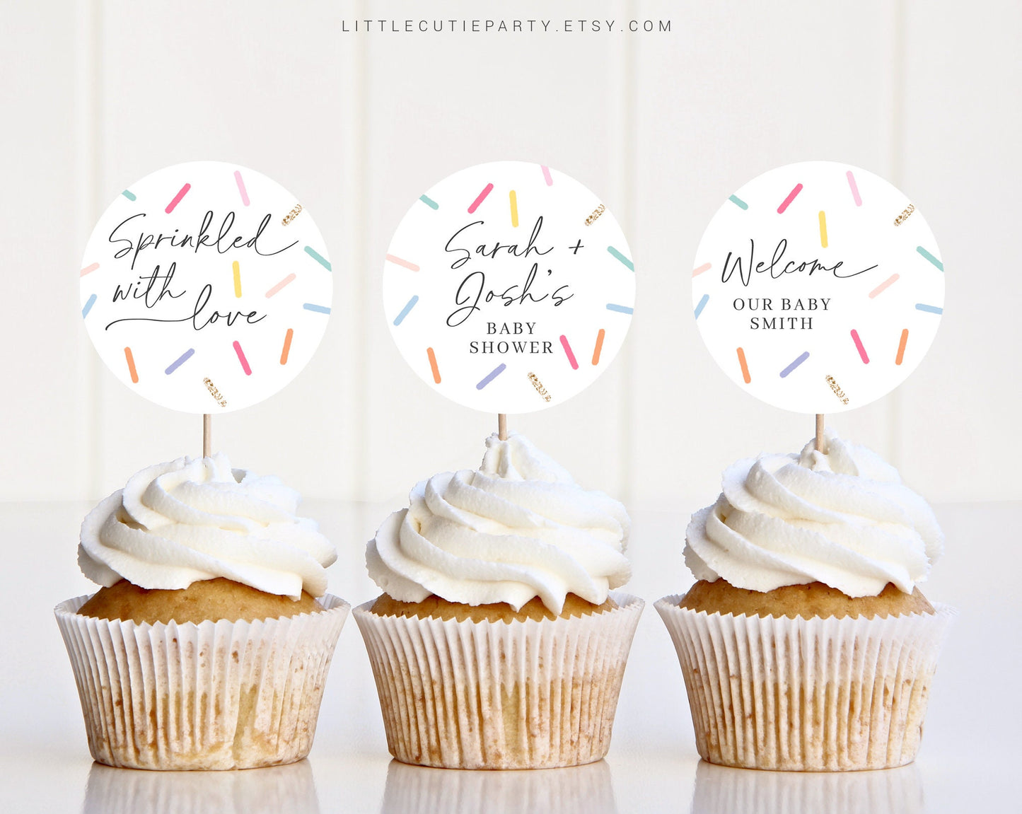 Editable Baby Sprinkle Cake Topper, Sprinkle Cupcake Toppers, Sprinkled With Love Topper for Baby Shower Party Decorations SPKBS001
