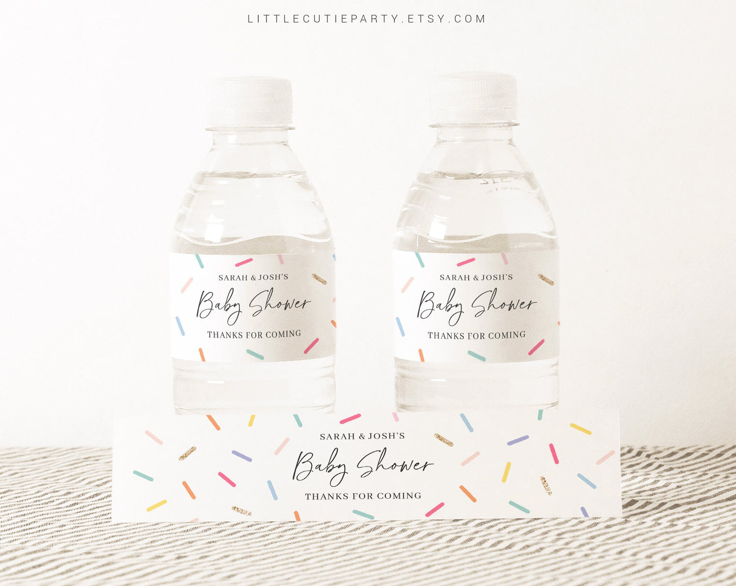 Editable Baby Sprinkle Water Bottle Labels, Bottle Label for Sprinkle Baby Shower Party Decoration, Sprinkled With Love SPKBS001