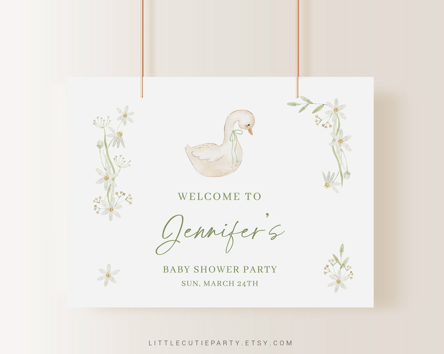 Editable Goose Baby Shower Banner, Goose Baby Shower Backdrop, Little Duck Welcome Sign GSEBS001