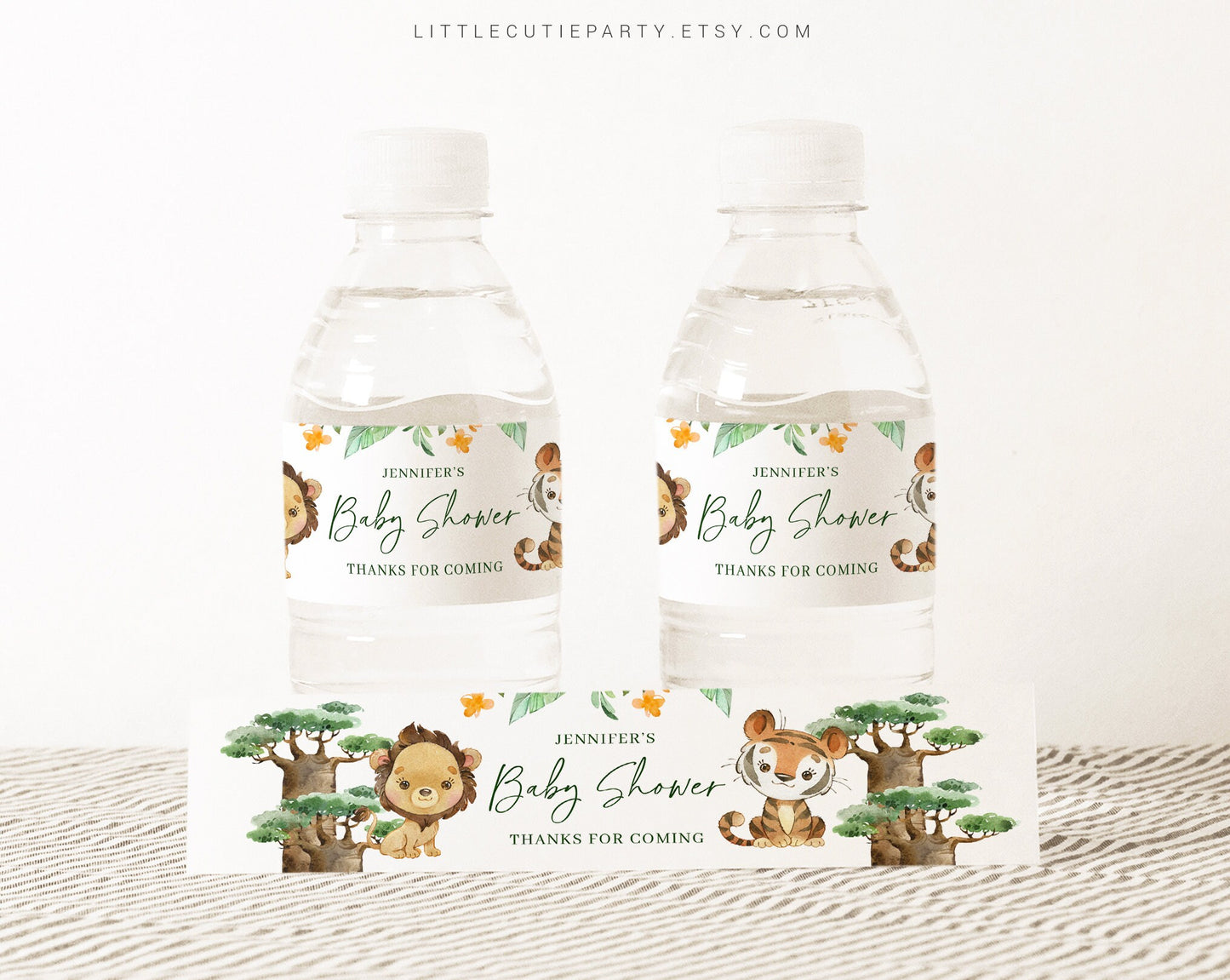 Editable Safari Water Bottle Labels, Bottle Label Safari Baby Shower Decoration SAFRBS001