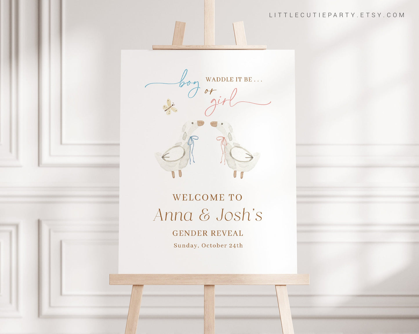Editable Waddle it be Gender Reveal Sign, Duck Gender Reveal, Welcome Board, Waddle Baby be Boy Or Girl DCKGR001