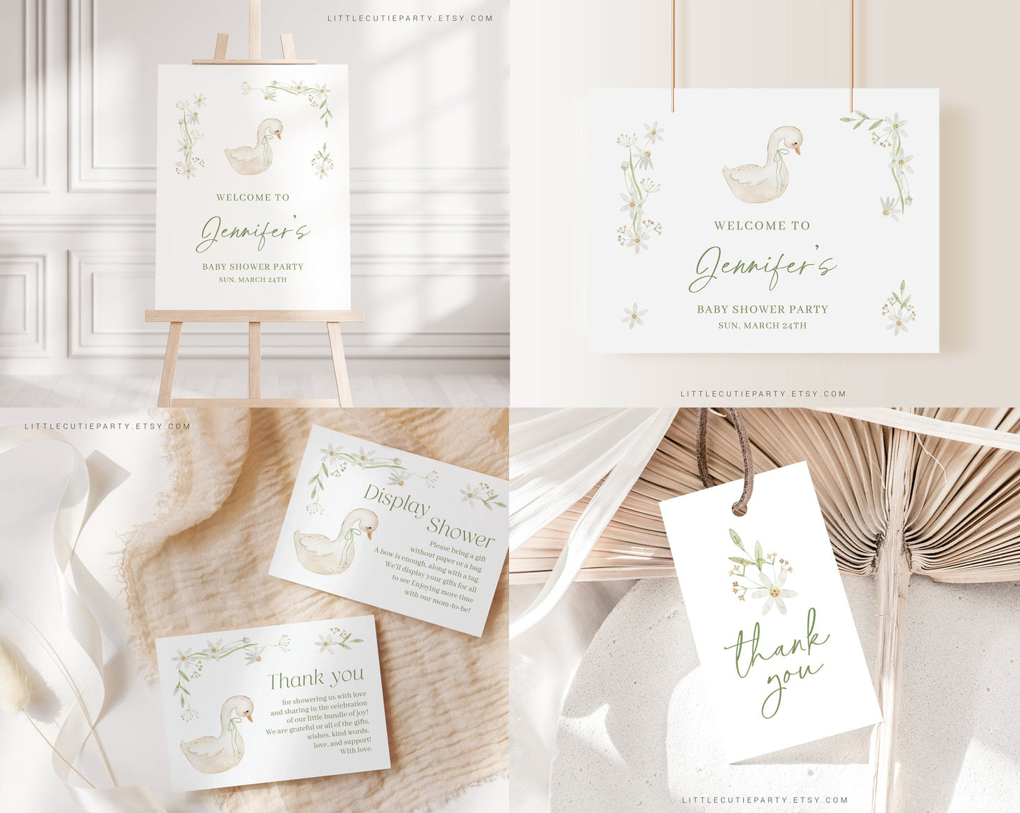 Editable Goose Baby Shower Bundle, Little Goose Baby Shower with Games Bundle and All Decorations GSEBS001