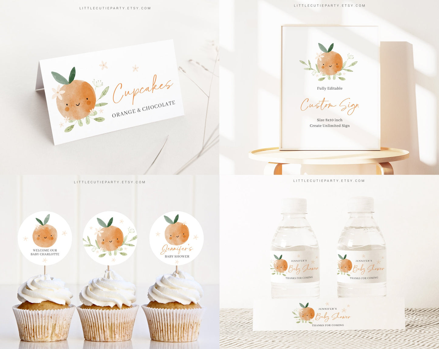 Editable Little Cutie Baby Shower Invitation Bundle, A Little Cutie Bundle Set with Games and Little Cutie Baby Shower Decorations LITTBS003