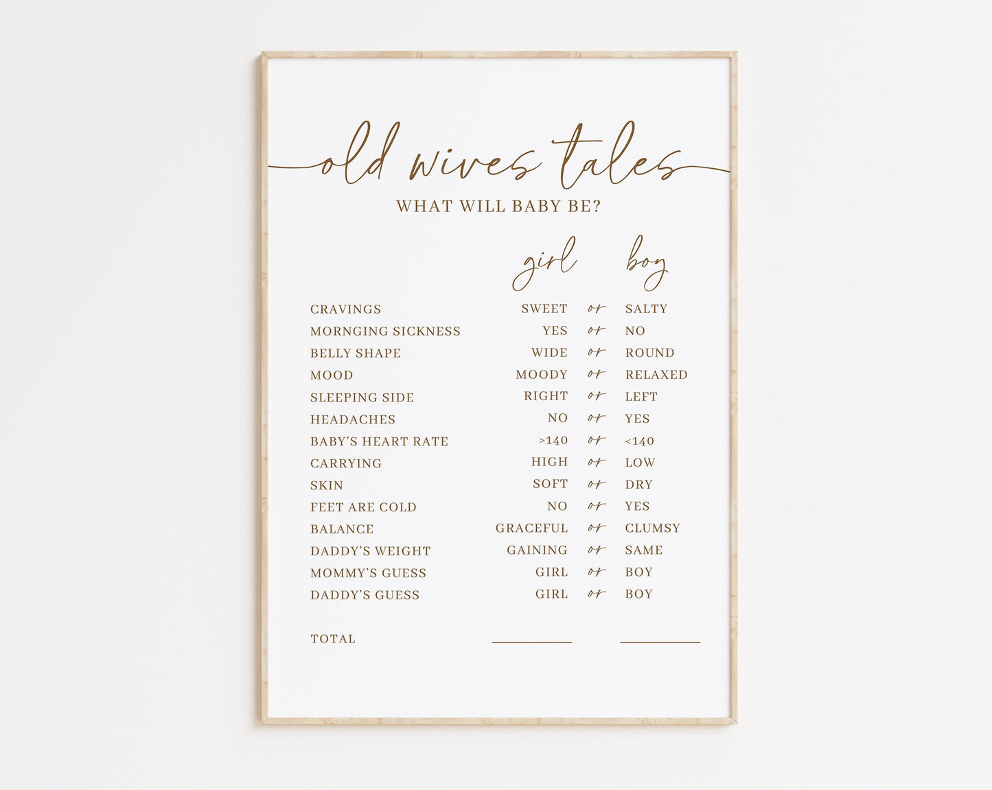 Editable Old Wives Tales Gender Reveal Board, Old Wives Tales Game, Old Wives Tales Poster Party Game, Boy Or Girl Poster MNMGR001