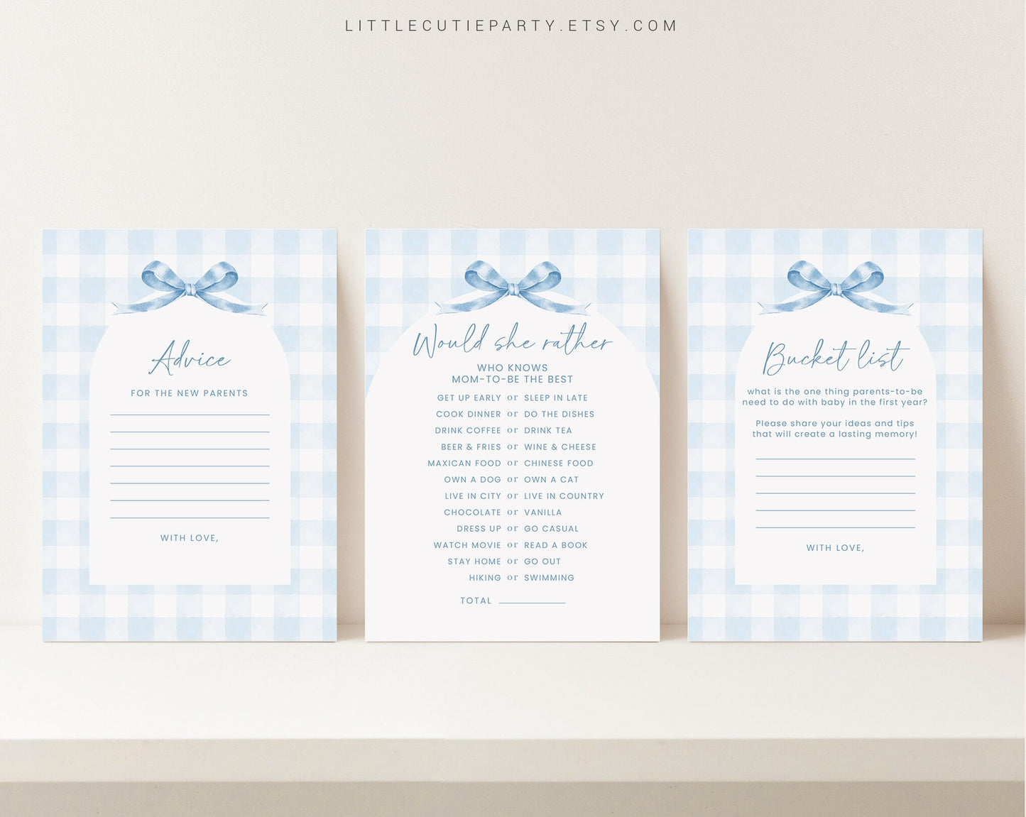 10 Editable Blue Gingham Baby Shower Games, Baby Boy Shower Games Bundle, Blue Gingham Set Neutral Baby Shower Party Games BGHBS001