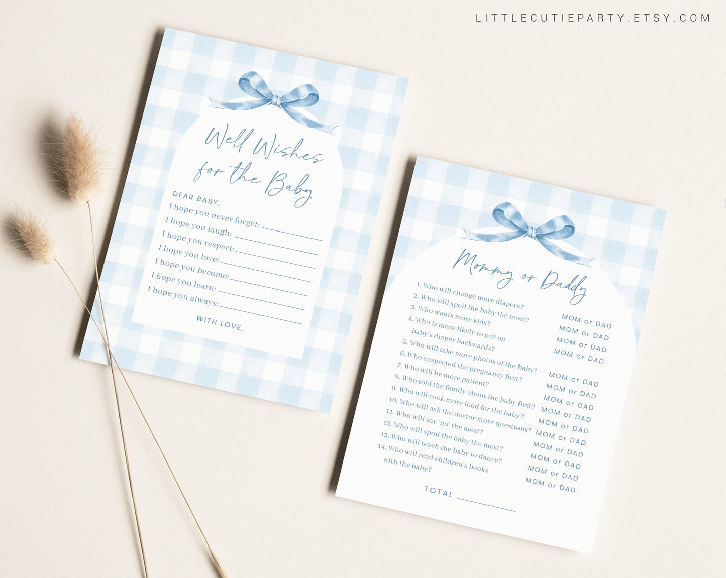 10 Editable Blue Gingham Baby Shower Games, Baby Boy Shower Games Bundle, Blue Gingham Set Neutral Baby Shower Party Games BGHBS001