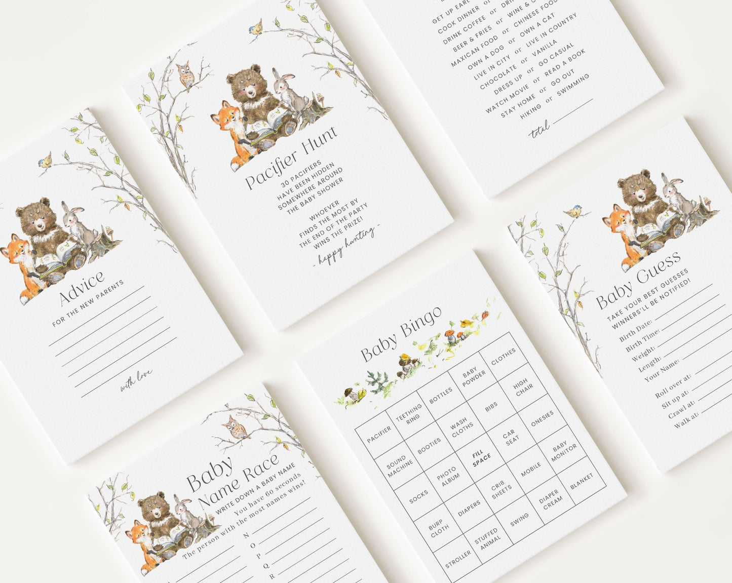 10 Editable Story Book Baby Shower Games, Storybook Games Bundle, Neutral Baby Shower Party Games STBBS001