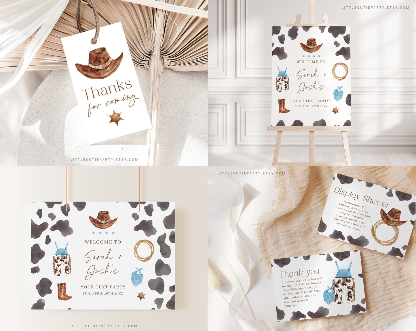 Editable Cowboy Baby Shower Invitation, A Little Cowboy is On the Way Baby Shower, with Games Bundle and Wild West Baby Decorations CWBBS001