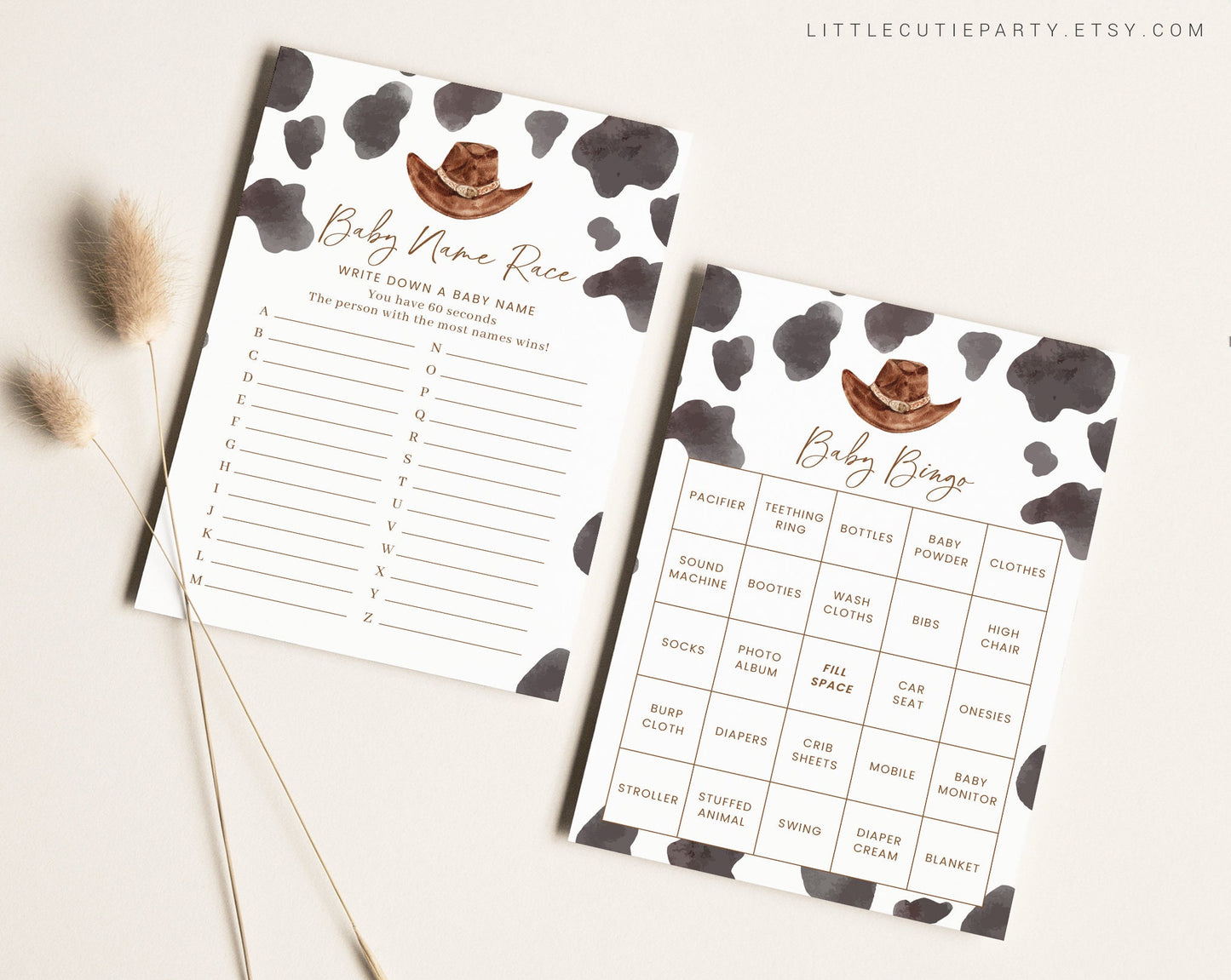 10 Editable Cowboy Baby Shower Games, A Little Cowboy is On the Way Baby Shower Games Bundle, Wild West Baby Shower Party Games CWBBS001