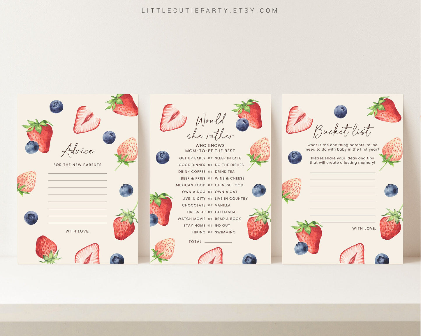 10 Editable Berry Sweet Baby Shower Games, Berry Baby Shower Games Bundle, Blueberry and Strawberry Baby Shower Games BRSBS001, BERGR002